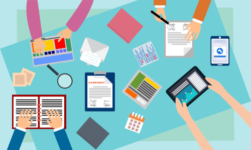 Brainstorming teamwork, business meeting illustration design vector