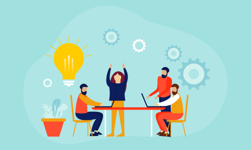Brainstorming teamwork, business meeting illustration design vector