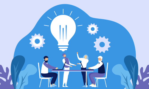 Brainstorming teamwork, business meeting illustration design vector
