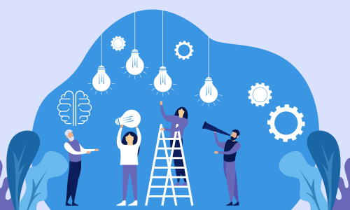 Brainstorming teamwork, business meeting illustration design vector