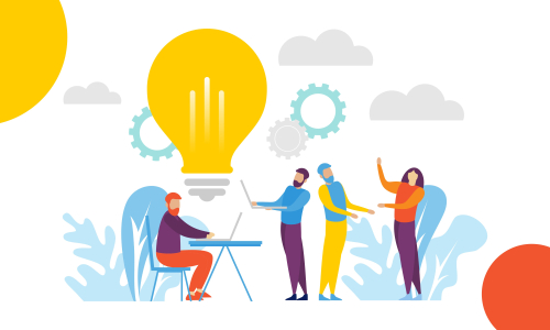 Brainstorming teamwork, business meeting illustration design vector