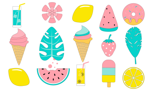 Set of isolated sweets, biscuit, cake, chocolate, ice cream logo vector