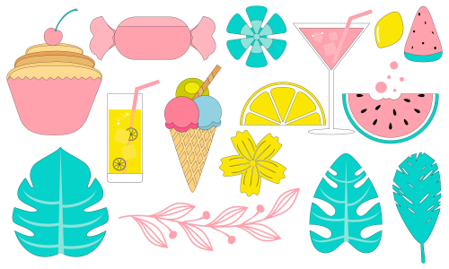 Set of isolated sweets, biscuit, cake, chocolate, ice cream logo vector