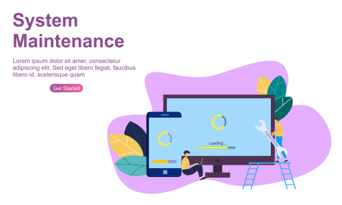 Flat design service and maintenance concept illustration vector