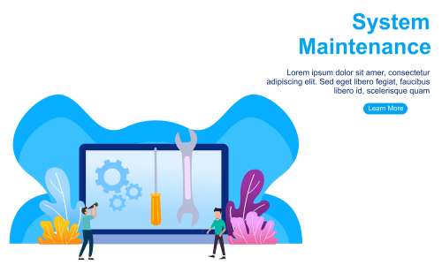 Flat design service and maintenance concept illustration vector