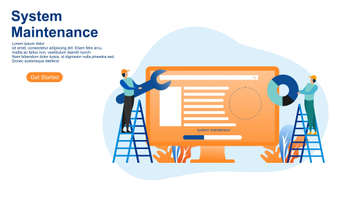 Flat design service and maintenance concept illustration vector