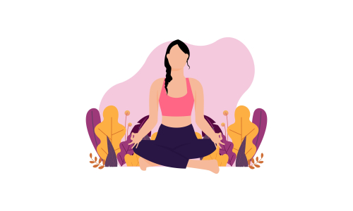 Women's meditation in lotus pose yoga illustration vector