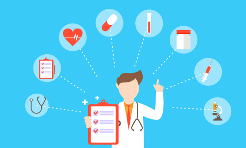 Doctor medical check up for healthcare vector illustration