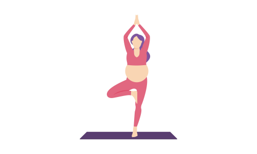 Pregnancy prenatal yoga practice workout concept illustration