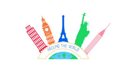 Travel Time Logo With Famous Buildings illustration logo 