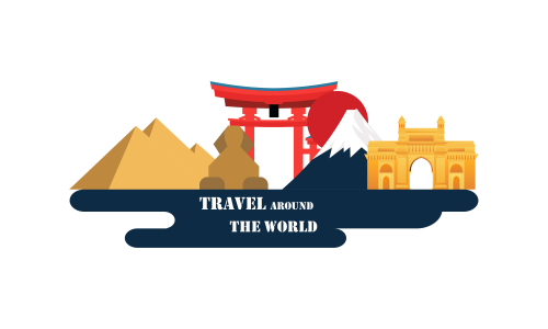 Travel Time Logo With Famous Buildings illustration logo 