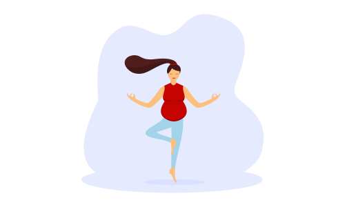 Pregnancy prenatal yoga practice workout concept illustration