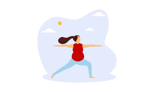 Pregnancy prenatal yoga practice workout concept illustration