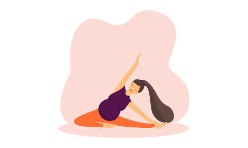 Pregnancy prenatal yoga practice workout concept illustration