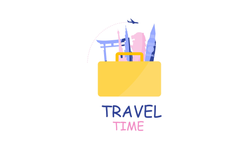 Travel Time Logo With Famous Buildings illustration logo 