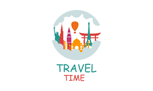 Travel Time Logo With Famous Buildings illustration logo 