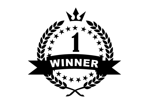 First prize ribbon award logo. Guarantee luxury gold logo