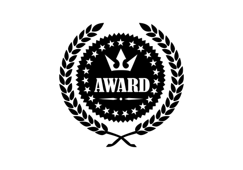 First prize ribbon award logo. Guarantee luxury gold logo