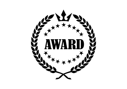 First prize ribbon award logo. Guarantee luxury gold logo