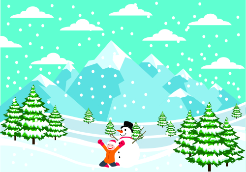 Winter city and christmas market banner illustration vector
