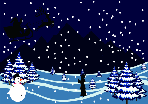 Winter city and christmas market banner illustration vector
