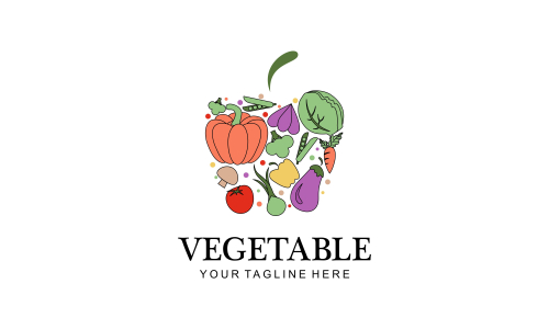 Fresh vegetables logo healthy food shop illustration