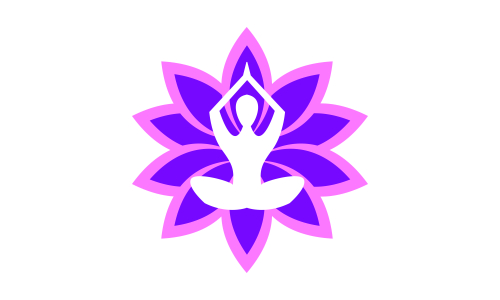 Yoga logo design stock. human meditation in lotus flower vector illustration