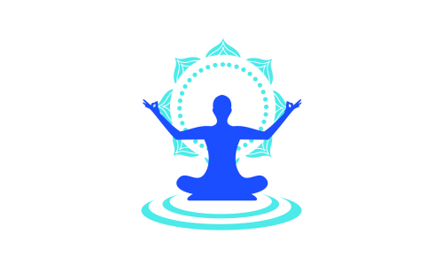 Yoga logo design stock. human meditation in lotus flower vector illustration