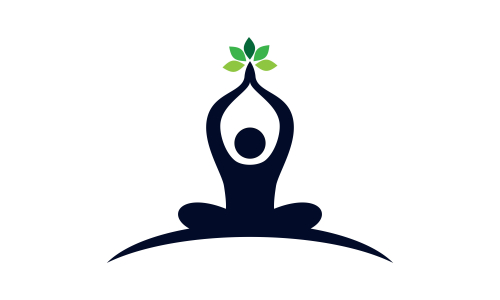 Yoga logo design stock. human meditation in lotus flower vector illustration