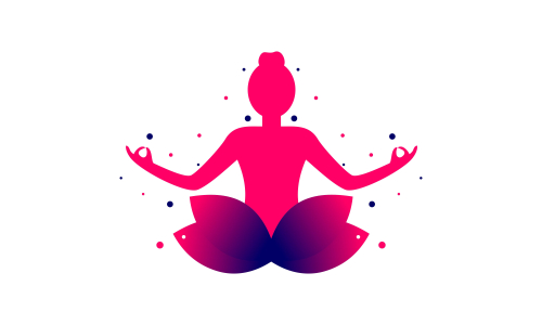 Yoga logo design stock. human meditation in lotus flower vector illustration