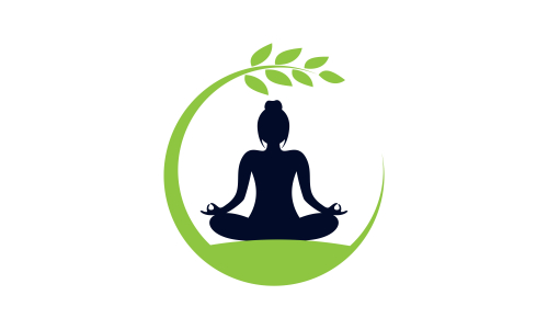 Yoga logo design stock. human meditation in lotus flower vector illustration