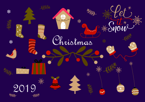 Set of ornaments christmas logo vector illustration