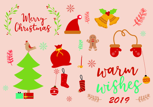 Set of ornaments christmas logo vector illustration