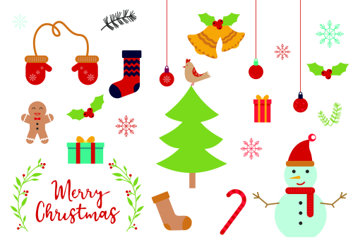 Set of ornaments christmas logo vector illustration