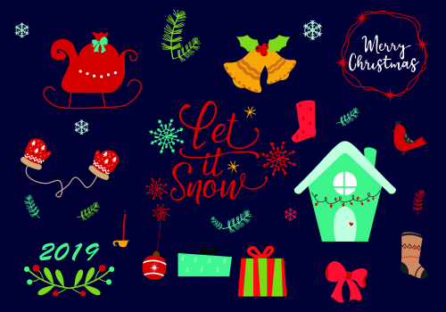 Set of ornaments christmas logo vector illustration