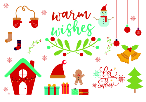 Set of ornaments christmas logo vector illustration