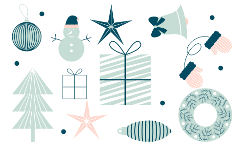 Set of ornaments christmas logo vector illustration