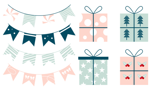 Set of ornaments christmas logo vector illustration