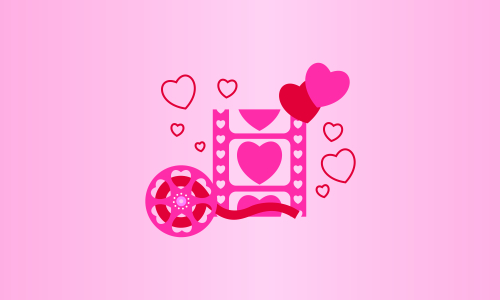 Love movie heart cinema film creative simple logo template vector illustration