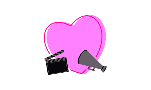 Love movie heart cinema film creative simple logo template vector illustration