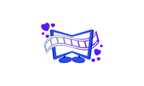 Love movie heart cinema film creative simple logo template vector illustration
