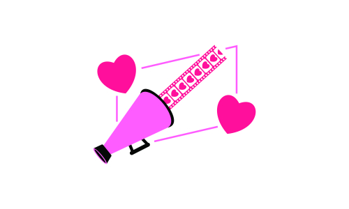 Love movie heart cinema film creative simple logo template vector illustration