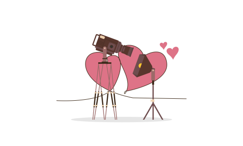 Love movie heart cinema film creative simple logo template vector illustration