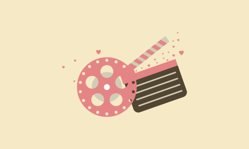 Love movie heart cinema film creative simple logo template vector illustration