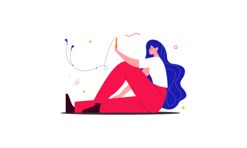 People character surrounded with gadgets flat design concept illustration