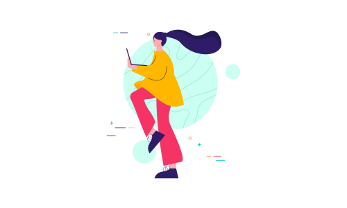 People character surrounded with gadgets flat design concept illustration