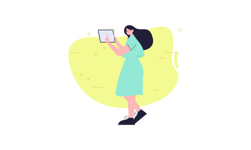 People character surrounded with gadgets flat design concept illustration