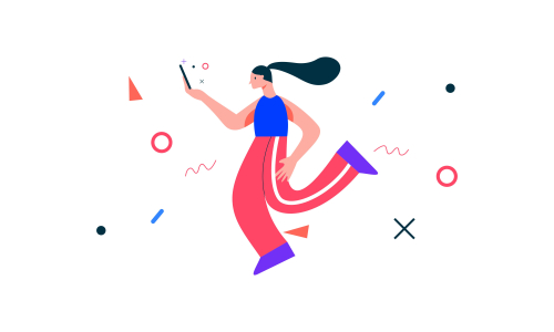 People character surrounded with gadgets flat design concept illustration