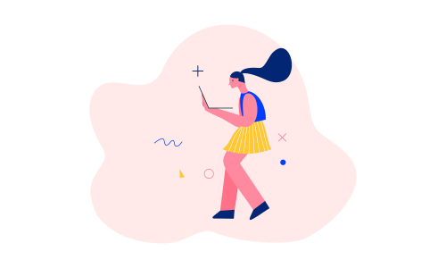 People character surrounded with gadgets flat design concept illustration