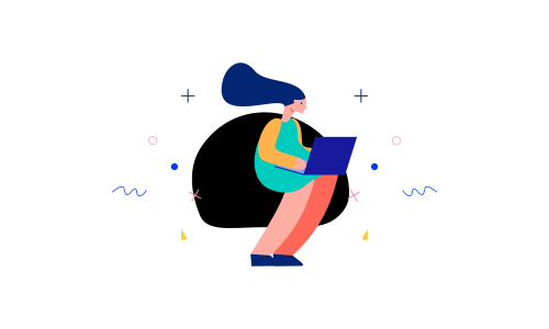 People character surrounded with gadgets flat design concept illustration